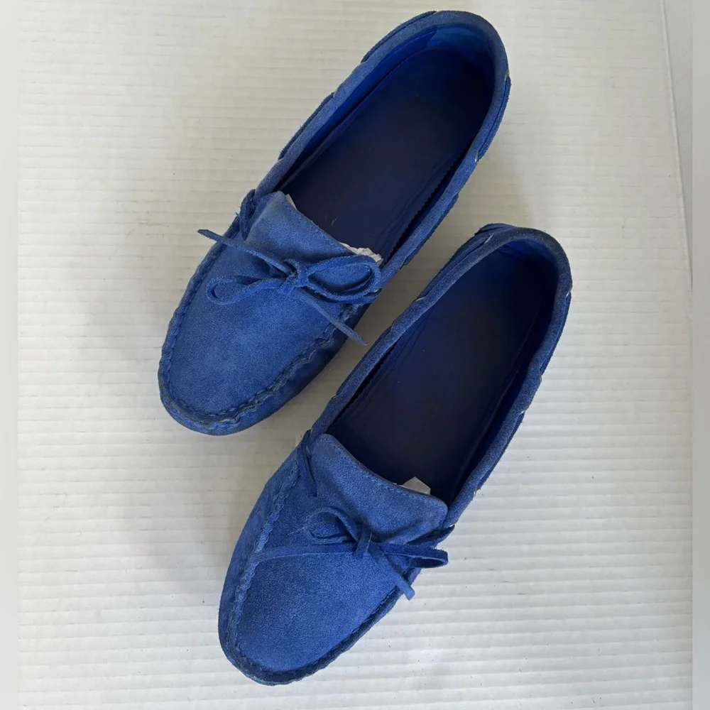 J. Crew Womens Driving Moccasins In Suede Brilliant Sapphire Loafers Size 8.5 - Picture 14 of 14